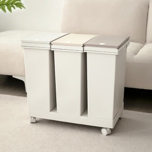 비스토어  다용도 이동식 분리수거함 3단 60L