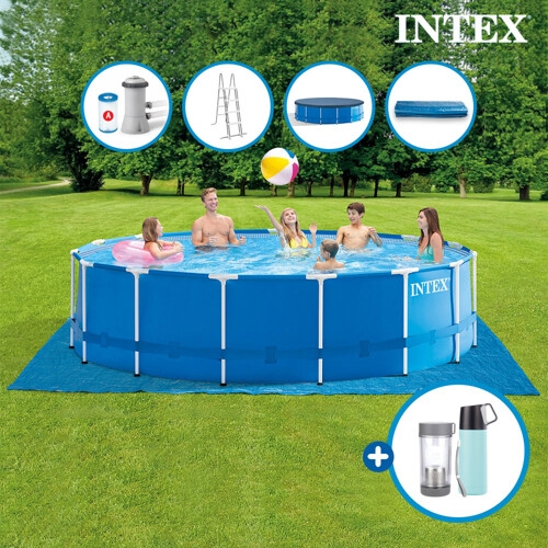 인텍스 원형 메탈 프레임 올인원 풀장세트 (28242)