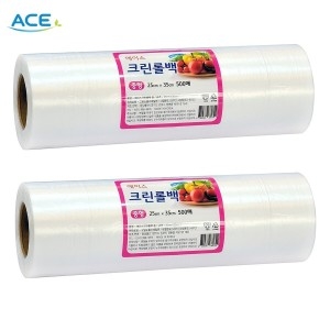 에이스  주방소모품 크린롤백 중 500매 x 2개입 25x35cm