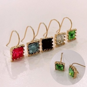 22F4 스퀘어 사각 세련된 큐빅 귀걸이 여성 W9EC258