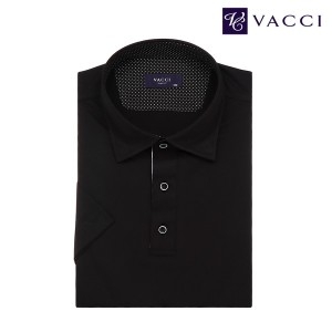 바찌 트리코트 솔리드 반소매 니트 티셔츠 블랙 VK1L2CR204K0