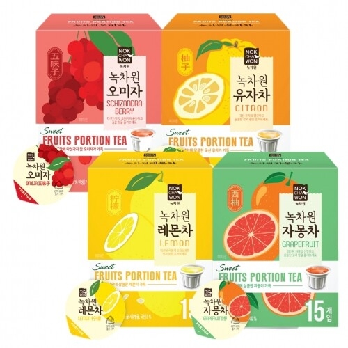 녹차원  상큼달콤 액상차 포션4종 세트 레몬 자몽 유자 오미자