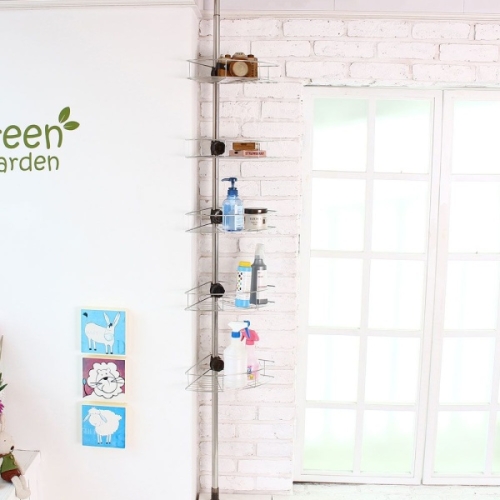 클램프 고정 코너 선반 5단 다이 다용도 욕실대 잡화    용품