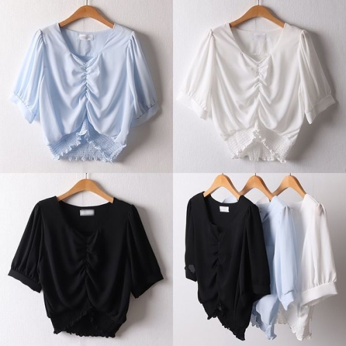 아이우먼 위쉬몰 DL 더킹셔링밴딩블라우스 D910H206 빅사이즈