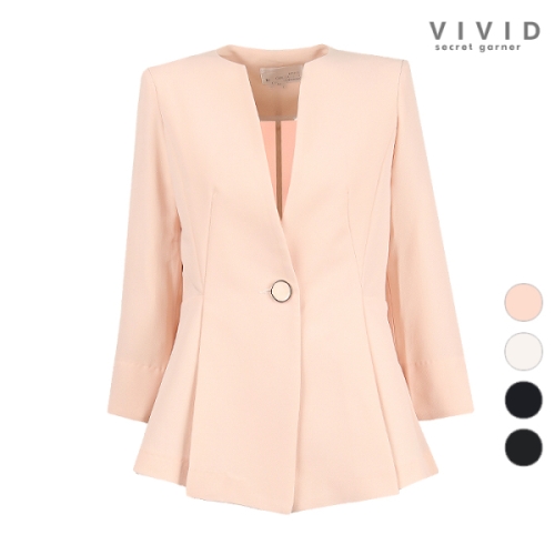 비비드 시크릿가너 VIVID 여성 여름 노카라 7부원버튼 자켓