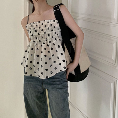 슈팅스타 플로럴 플라워패턴 바스트 밴딩 A라인 나시 697722