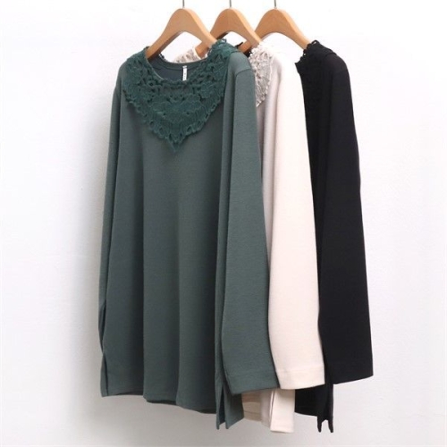 아이우먼 빅사이즈사랑해요 6967L011 라운드 레이스 티 MN