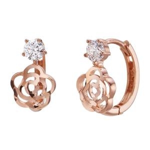 모아르쥬얼리 모아르 여자 14K 귀걸이 원터치 드롭 링 로즈 원큐빅