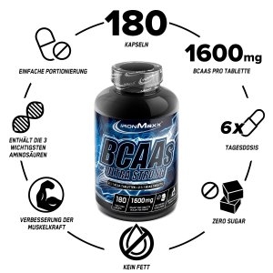 IronMaxx 아이언맥스 BCAAs 울트라 스트롱 아미노산 함유 Ultra Strong High Dose 180정