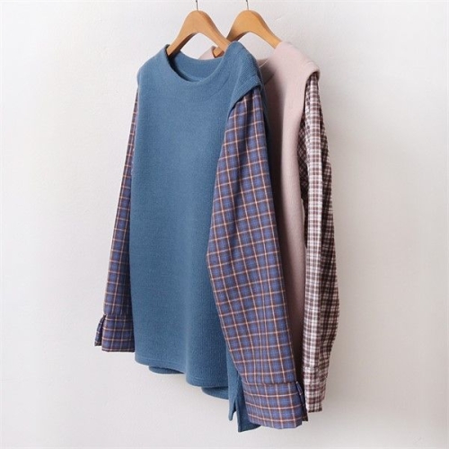 강물처럼 빅사이즈사랑해요 B576L012 트임체크배색기모니트 GO