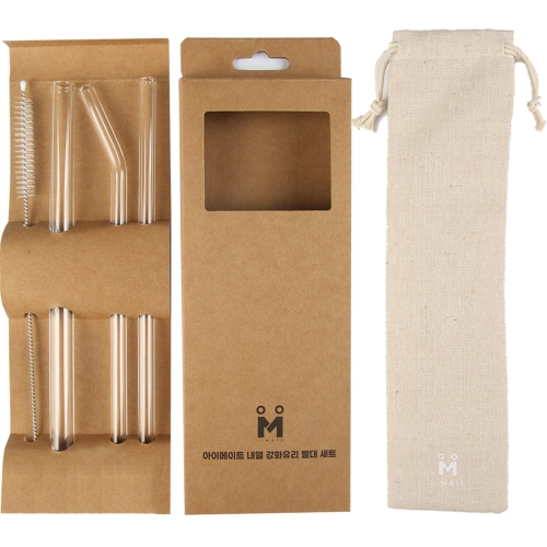 아이메이트  내열 강화유리 빨대 세트 1세트