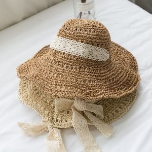욜로도매 레이스왕골햇 W3FEF2F 여름 비치 왕골 모자 밀짚 모자