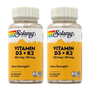 솔라레이 2개 비타민 D3 K2 소이 프리 120 베지 캡슐 SOLARAY