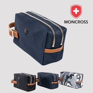 스위스몽크로스  몽크로스 발수코팅 가죽 스트랩 더블포켓 골프파우치 MG010