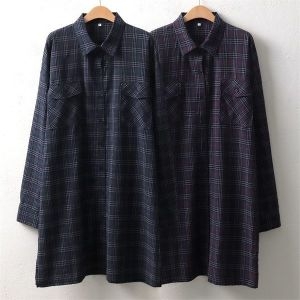 아이우먼 모코체크박시롱남방 XX62C10  빅사이즈여성의류 중년  셔츠 사이즈에서 자유로운 그녀~