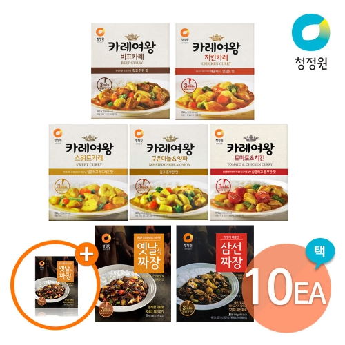 대상 청정원 3분 카레여왕 짜장 7종 10개 골라담기