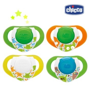 치코 천연고무 야광 노리개 젖꼭지 2단계 2개입