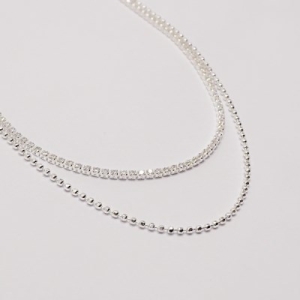 텐바이텐  아뮤엘925 lver 두 줄 볼 큐빅 네크리스 AMHN2326