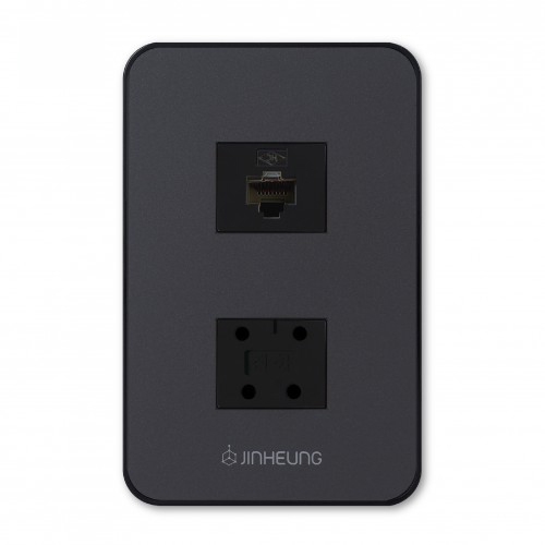 진흥  J 매입형 전화통신 인터넷 랜포트 콘센트 8P+8P 블랙