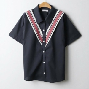 아이우먼 코튼요꼬브이반팔셔츠 BEJ226M208 빅사이즈