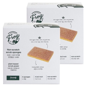 FROG  1+1 무흠집 천연펄프 수세미 6개입
