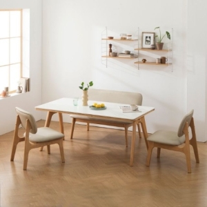 장인가구 칸토르 와이드 세라믹 4인 식탁세트 벤치형