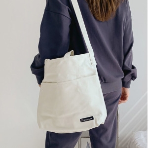 크로스 마젤란 브랜드특허 라이크 무지 지퍼 에코백 캔버스백 숄더백 토트백 백 학생 남성 여성 보조 가방