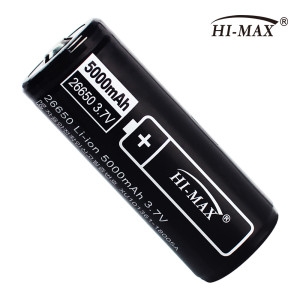 하이맥스  배터리 충전식 3.7v 대용량 26650 리튬이온 건전지 손전등 배터리 충전지 보호회로장착 5000mAh