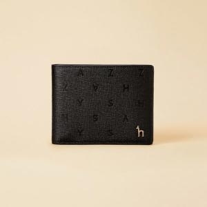헤지스 블랙 로고 엠보 가죽 2단 머니클립_HJWA9F562BK