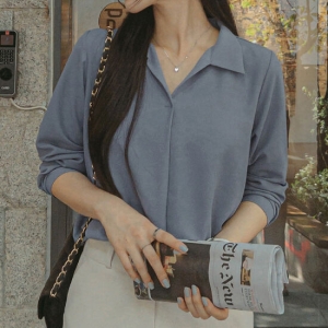 마이더스비 로하즈 카라 쉬폰 블라우스