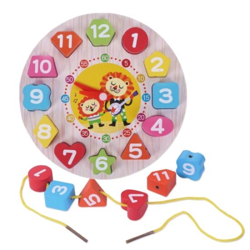 꿀템 실꿰는 원목시계 퍼즐 블럭놀이 악어