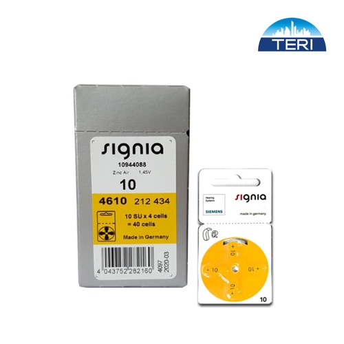 지멘스 TG 독일 시그니아 보청기 배터리10번 보청기약 1판4알