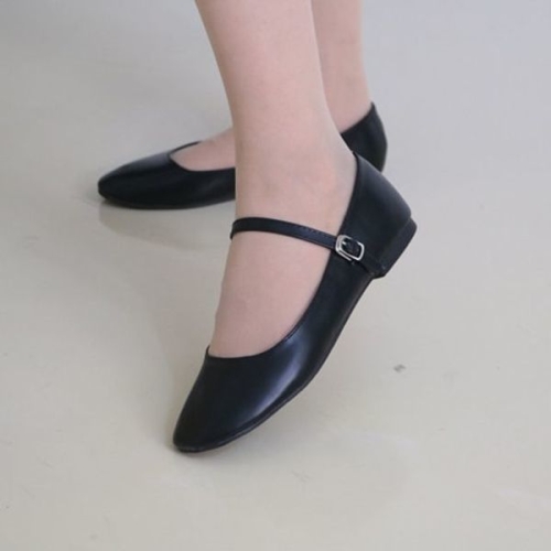 오노마 스트랩 플랫 슈즈 둥근코  청순 스타일 구두   W88C467