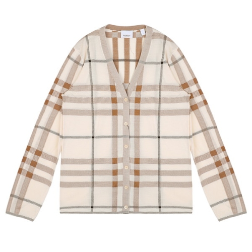 버버리 체크 인타르시아 울 실크 코튼 카디건_8052401