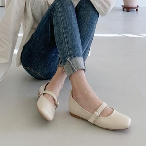 오노마 캐주얼 플랫 슈즈 밸트 스트랩 스퀘어토 심플 단화   W88D588