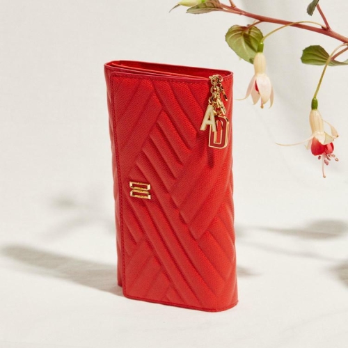 닥스 CARLISLE 레드 칼라일 엠보 가죽 골드DD 3단 장지갑 DCWA2F261R2