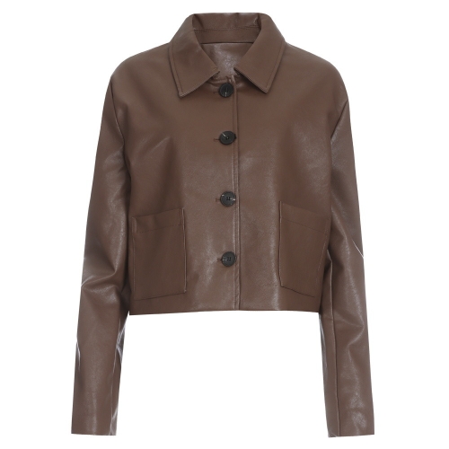 루시 페이크 레더 박시핏 라이더 자켓 JL-WJK-1026-블랙