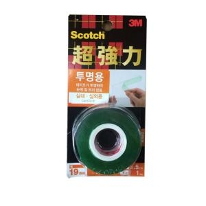 3M 스카치 KTD-19 초강력 투명 양면 테이프 실내외용 19mm x 1.5m