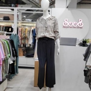 르피타 프릴 체크 블라우스 S213NBL863