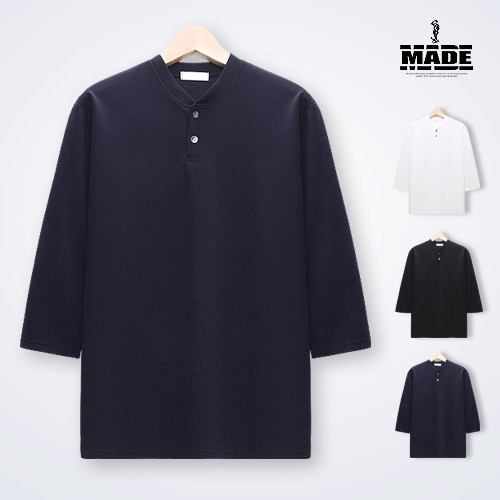 메이드 홈런 엠보 베이직 7부 헨리넥 RT9302