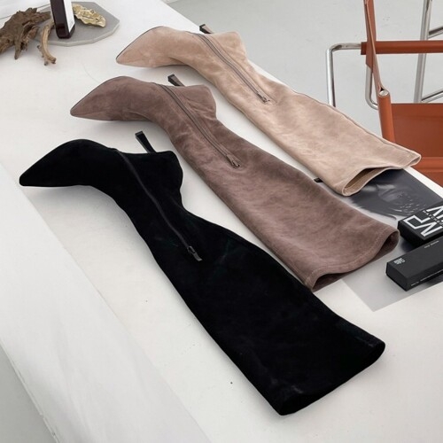 여성 롱부츠 스판 스웨이드 스틸레토 부츠 12059663