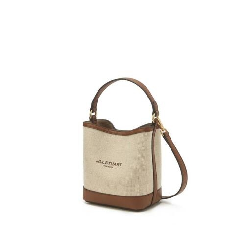 질스튜어트 여성 뉴페이퍼 베이지 가죽배색 캔버스 버킷백 S_JABA3E648
