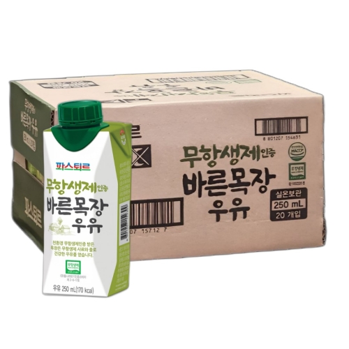 파스퇴르 무항생제 바른목장 우유 250ml