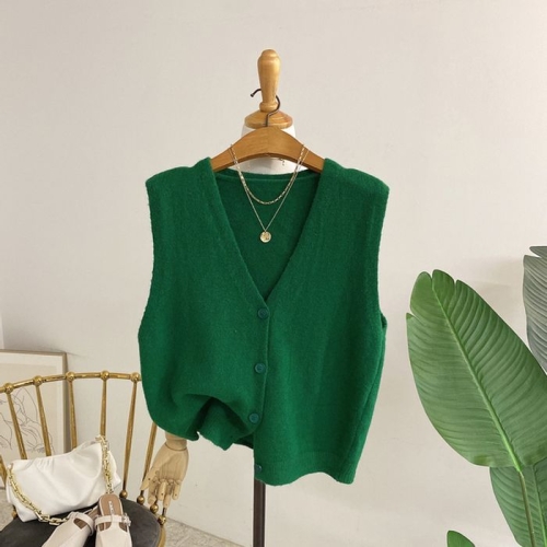 브리치 허니제이 텔이로 보들 단추 니트 조끼 5color