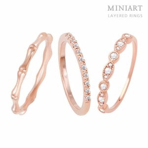 미니아트  그레이스 JR257 레이어드링 반지 3종 세트 STYLEJR257_13호 단품