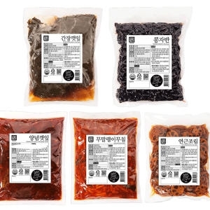 한성기업  한성 오복채 실온  1kg  반찬모음  오복채 무말랭이무침 양념깻잎 간장깻잎 콩자반 연근조림 닭가슴살채 돈육장조림