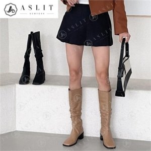 애슬릿 어슬레트 여성 스퀘어 토 통굽 힐 셔링 롱부츠 9063973