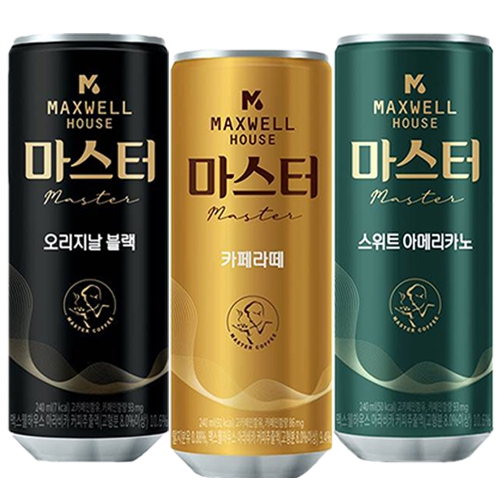 동서식품 맥스웰 마스터 캔커피 240ml x 30캔 블랙 라떼 스위트아메리카노 커피 음료