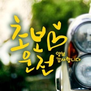 제제데코  캘리 하트초보운전 옐로우 스티커