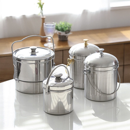 퀸센스  스텐 음식물 쓰레기통 착색없는 음쓰통 수거통 수거함 냄새차단